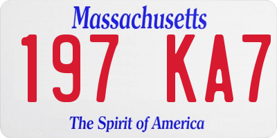 MA license plate 197KA7