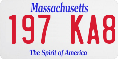 MA license plate 197KA8