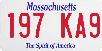 MA license plate 197KA9
