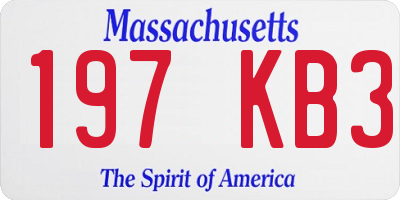 MA license plate 197KB3