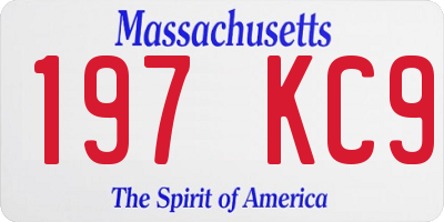 MA license plate 197KC9