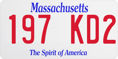 MA license plate 197KD2