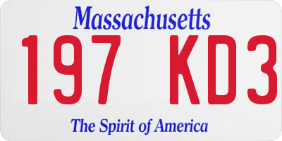 MA license plate 197KD3
