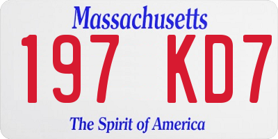 MA license plate 197KD7