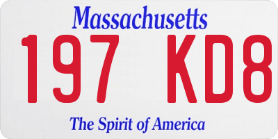 MA license plate 197KD8