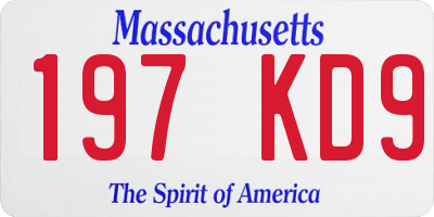 MA license plate 197KD9