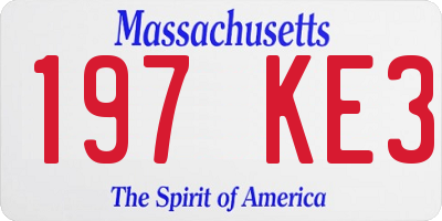 MA license plate 197KE3
