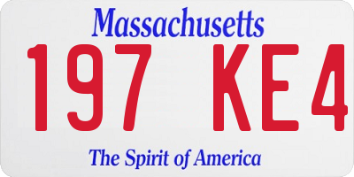 MA license plate 197KE4