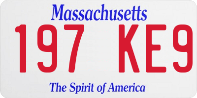 MA license plate 197KE9