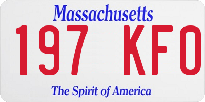 MA license plate 197KF0