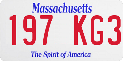 MA license plate 197KG3