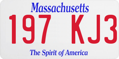 MA license plate 197KJ3