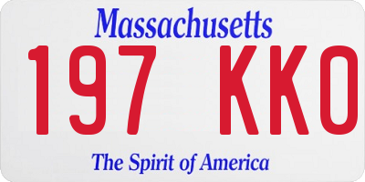 MA license plate 197KK0