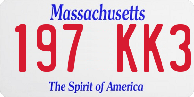 MA license plate 197KK3