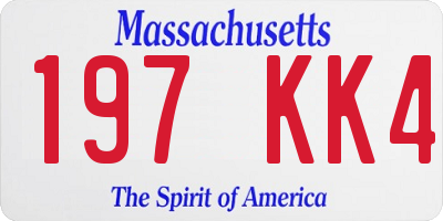 MA license plate 197KK4