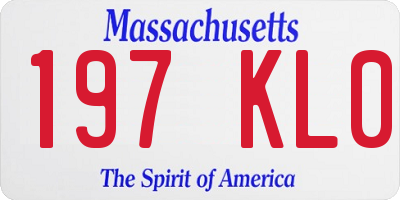 MA license plate 197KL0