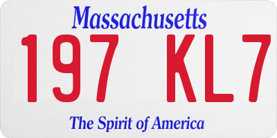 MA license plate 197KL7
