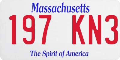 MA license plate 197KN3