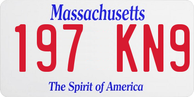 MA license plate 197KN9