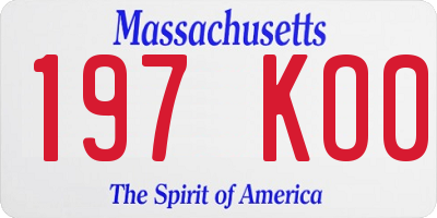 MA license plate 197KO0