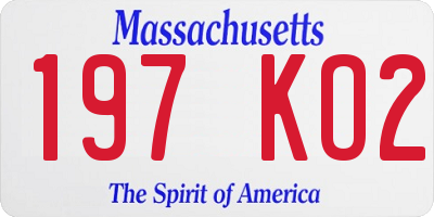 MA license plate 197KO2