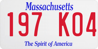 MA license plate 197KO4