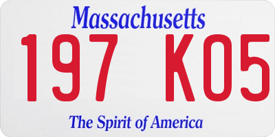 MA license plate 197KO5
