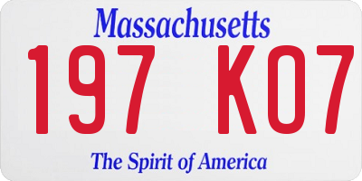 MA license plate 197KO7