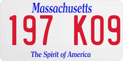 MA license plate 197KO9