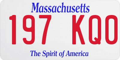 MA license plate 197KQ0