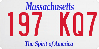 MA license plate 197KQ7