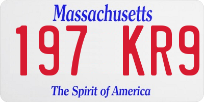 MA license plate 197KR9