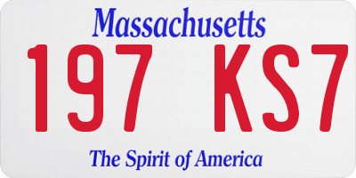 MA license plate 197KS7