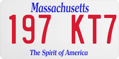 MA license plate 197KT7