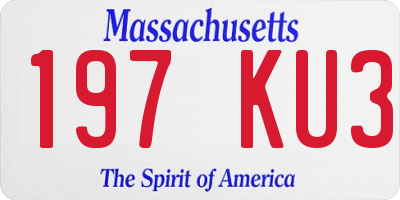 MA license plate 197KU3