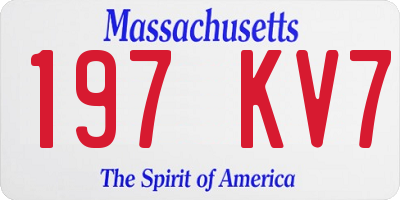 MA license plate 197KV7