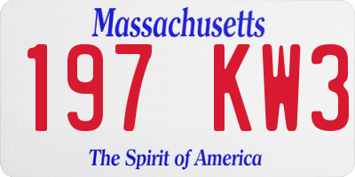 MA license plate 197KW3