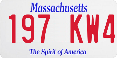 MA license plate 197KW4