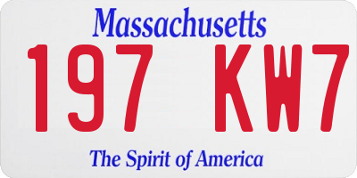 MA license plate 197KW7