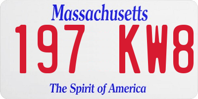 MA license plate 197KW8