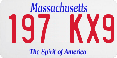 MA license plate 197KX9