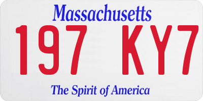 MA license plate 197KY7