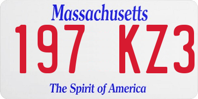 MA license plate 197KZ3