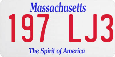 MA license plate 197LJ3