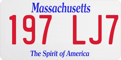 MA license plate 197LJ7