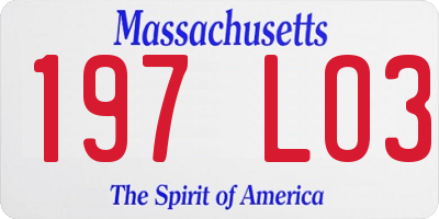 MA license plate 197LO3