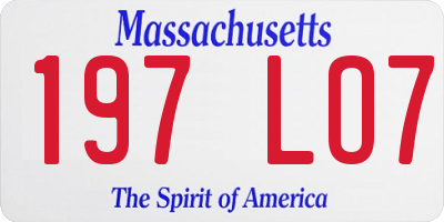 MA license plate 197LO7