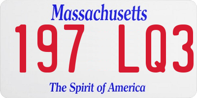 MA license plate 197LQ3