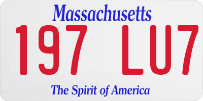 MA license plate 197LU7