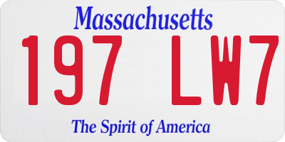 MA license plate 197LW7
